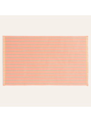 Hakay Vıseu Saçaklı Jakarlı Çizgili PAMUK%100 Pamuk Plaj Havlusu 90X150 cm Somon