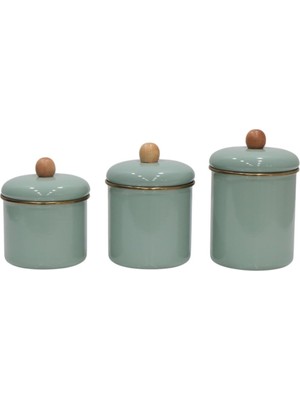 Hakay Pr Home Soft Green Emaye Baharatlık Seti 3lü