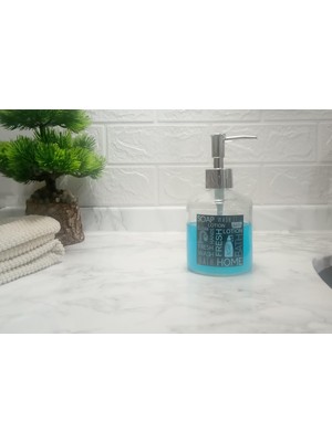 Hakay Cam Sıvı Sabunluk,siyah Etiketli 300ML Banyo Seti 7,6X15,5CM