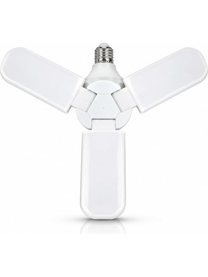 Hakay 45W Katlanabilir 3 Panelli LED Ampul – 4050 Lümen, E27 Duy, Ayarlanabilir Pervane LED Aydınlatma, 6500K Beyaz Işık, Garaj Depo Atölye Için
