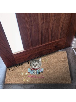 Hakay Monnhein Kapı Önü Paspası - Modern ve Şık Kapı Paspası | Ev, Ofis ve Dış Mekân Kullanımı Için (Positive Vibes Cat) 40X60