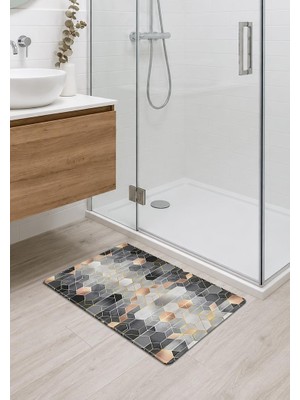 Hakay Modern Desnli Banyo Mutfak Oda Balkon Paspası 40X70CM Kaymaz Taban Dikişli Kenar