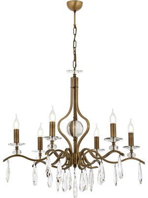 Hakay Avonni AV-60394-6E Eskitme Kaplama Klasik Avize E14 Metal Kristal 80CM