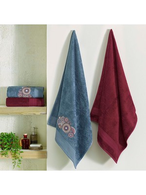 Hakay Taç Bambu South Hamam Seti Bordo 4'lü Set