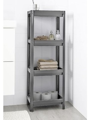 Aesco Orret Home 4 Katlı Geçmeli Plastik Banyo ve Mutfak Organizeri, Kolay Montajlı 4 Katlı Raf, Mutfakta ve Banyoda Kullanım Için Ideal, Dayanıklı Depolama Çözümü (Antrasit Gri)
