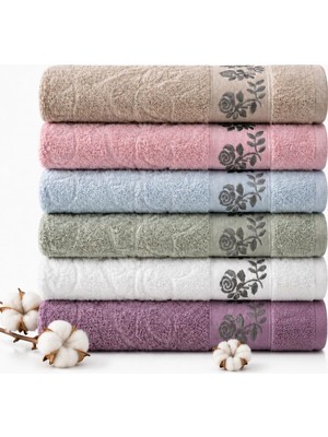 Hakay Sogud Valmia 6'lı El Yüz Havlusu Seti -%100 Pamuk Jakarlı Gül Desenli 50X85 cm - Yumuşak Emici Çok Renkli Misafir Havlusu - Çeyizlik Hediyelik Banyo Havlu Takımı