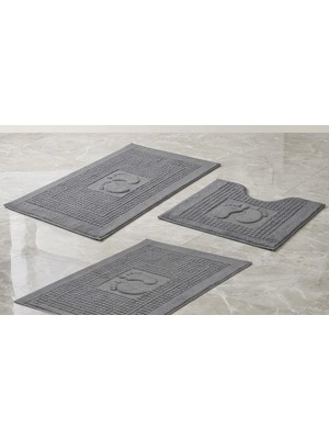 Biçomi Bicomi Ultra Emici %100 Pamuklu 3'lü Banyo Ayak Havlusu Seti (50X70 cm - Antrasit)