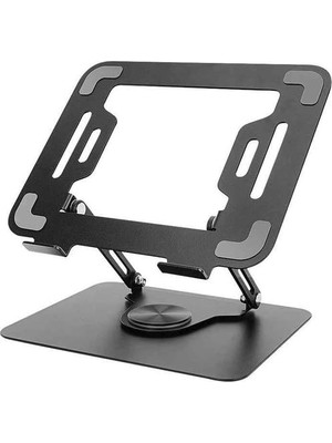 Aesco Daytona ZR-110 B Alüminyum 360 Derece Dönen Tabanlı Katlanabilir Taşınabilir Laptop Standı (Koyu Gri)