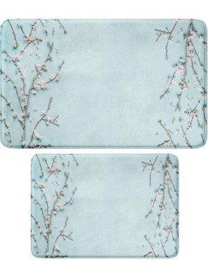 Hakay Sevimli Tasarımlı Mikrofiber 2'li Takım Banyo Paspası, Kaymaz Taban, Makinede Yıkanabilir (40X60_50X80)