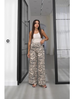 Havoş Zebra Desen Wide Leg Jean