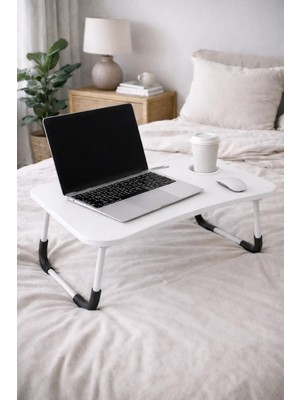 Hakay Yatak Koltuk Masa Üstü Keyif Laptop Kahvaltı Sehpası Beyaz