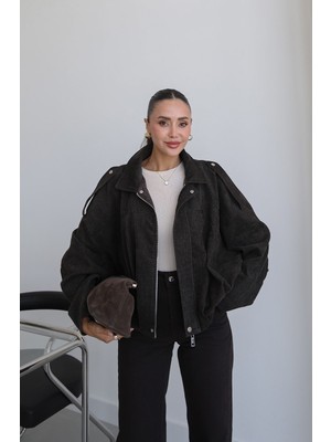 Havoş Acı Kahve Oversize Bomber Ceket
