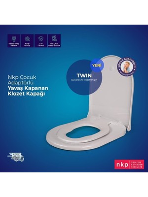 Hakay Nkp Twin Çocuk Adaptörlü Yavaş Kapanır Klozet Kapağı 0350