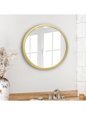 Hakay Americanflat 50,8 cm Çerçeveli Yuvarlak Altın Ayna - Banyo, Yatak Odası, Antre, Oturma Odası Için Büyük Daire Aynası - Duvar Dekoru Için Büyük Dairesel Modern Ayna