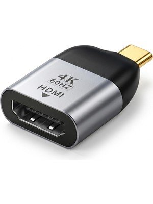 Hakay Furalis Type-C To HDMI 2.0 Çevirici Mini Adaptör - 4k'ya Kadar Destek - Usb-C'den HDMI Görüntü Dönüştürücü - Alüminyum Gövde - Laptop Tablet Telefon Uyumlu - Tak Çalıştır
