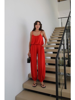 Havoş Kırmızı Aurora Balon Bluz Pantolon Takım