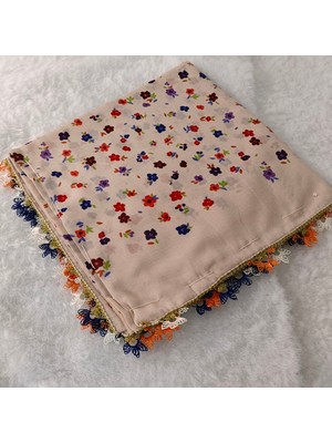 Hoaryage Reyhan El Emeği Iğne Oyası Yazma , Fular ,yemeni, Mevlit Örtüsü , Baş Örtüsü 4 Kenarı Oyalı %100 Pamuk 100*100CM