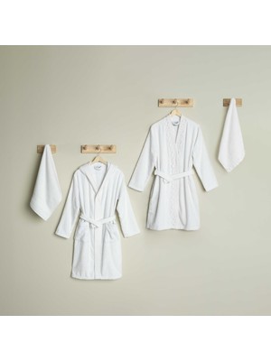 Hakay Linens Elvia Pamuk S/m -M/l 4'lü Bornoz Seti Beyaz