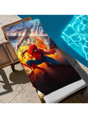 Hakay Gift Duvet Cover Uçan Adam Baskılı Piaj Havlusu Kırmızı Tek Ebat