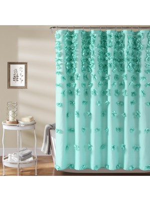 Hakay Lush Decor Riley Duş Perdesi, 182,88 cm x 182,88 Cm, Aqua