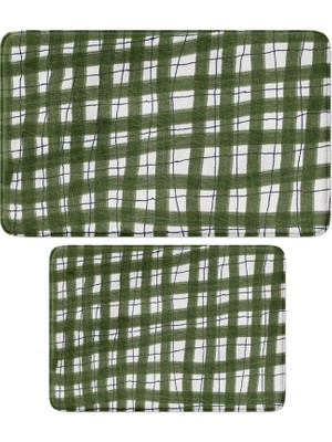 Hakay Sevimli Tasarımlı Mikrofiber 2'li Takım Banyo Paspası, Kaymaz Taban, Makinede Yıkanabilir (40X60_50X80)
