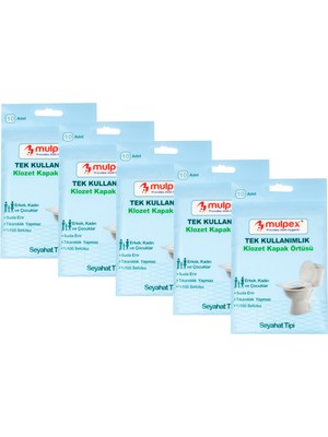 Hakay Mulpex Tek Kullanımlık Suda Çözünür Klozet Kapak Örtüsü - 5 Adet x 10 Lu Paket | Hijyenik ve Pratik Seyahat Aksesuarı