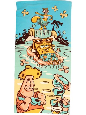 Hakay Franco Spongebob Squarepants Süper Yumuşak HAFIF%100 Geri Dönüştürülmüş Banyo/havuz/plaj Havlusu Geri Dönüşümlü Plastik Şişelerden Yapılmıştır, 58" x 28", (% 100 Resmi Lisanslı Sünger Bob Kare