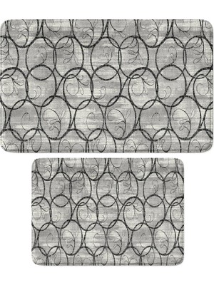 Hakay Sevimli Tasarımlı Mikrofiber 2'li Takım Banyo Paspası, Kaymaz Taban, Makinede Yıkanabilir (40X60_50X80)