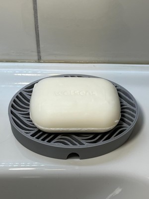 Hakay Modern Tarzda Su Tutmaz Su Giderli Oval Plastik Katı Sabunluk (Gri)
