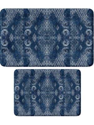 Hakay Sevimli Tasarımlı Mikrofiber 2'li Takım Banyo Paspası, Kaymaz Taban, Makinede Yıkanabilir (40X60_50X80)