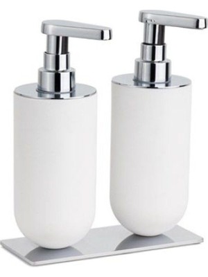Hakay System 2'li Sıvı Sabunluk Beyaz/krom Renk 208X87X170 mm
