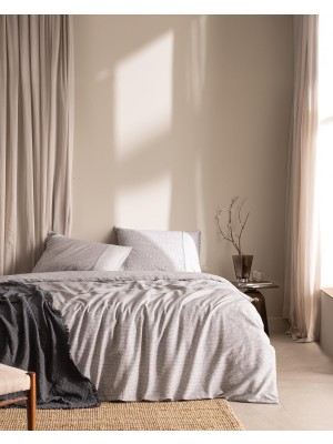 Hakay Orpen King SIZE%100 Pamuk Madame Coco Crep Baskılı Çarşaflı Nevresim Takımı - Gri
