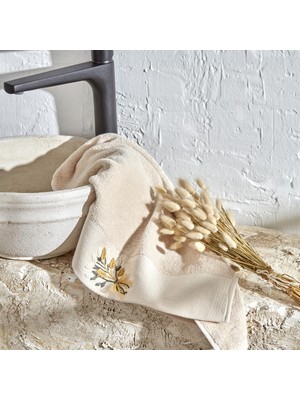 Hakay Karaca Home Comfort Touch NAKIŞLI%100 Pamuk Havlu Bej 30X50 cm