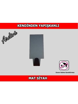 Hakay Ardini Kendinden Yapışkanlı 4 Lü Paket Dikdörtgen Mat Siyah Bornoz Havlu Askısı