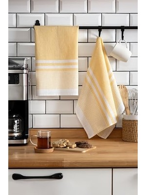 Esranın Dünyası Vionel Home 2'li Mutfak Kurulama BEZI,%100 Pamuk Yüksek Su Emici, Beslenme Örtüsü, Çok Amaçlı Servis Peçetesi 45X60CM (Sarı)