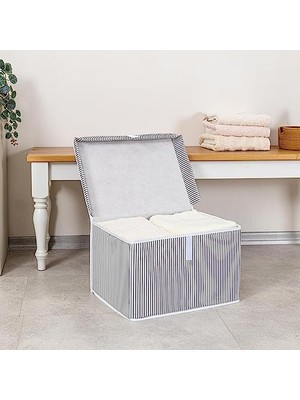 Hakay Pazar Kapısı Çok Amaçlı Düzenleyici Kapaklı Sandık Tipi Kutu Hurç Organizer (40 x 30 x 26, Gri)