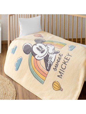 Hakay Taç Disney Mickey Mouse Toolkit Çizgi Film Karakteri Pamuk-Polyester Karışım Battaniye, Bej, Siyah, Bebek