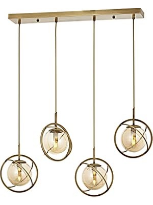 Hakay AV-60291-4EY Eskitme Kaplama Modern Avize E14 Metal Cam 80X22CM