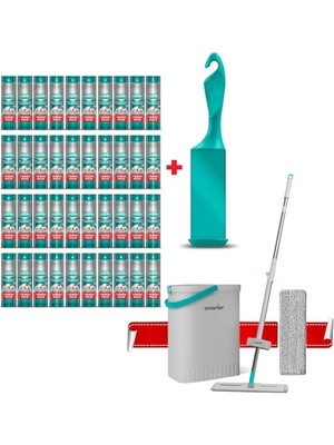 Hakay Smarter Tüy Toplayıcı 40 Adet Yedek Rulo Aparat ve Aqua Star Yedekli Hediyeli Mop Paspas