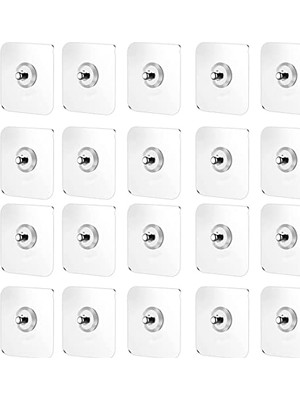 Hakay 20'li Paket Yapışkan Vidalar Yapışkan Kancalar Şeffaf Yapışkan Çiviler Duvara Montaj Delme Gerektirmez Resim Askısı Kendinden Yapışkanlı Vida Banyo Mutfak Duş Odası Için