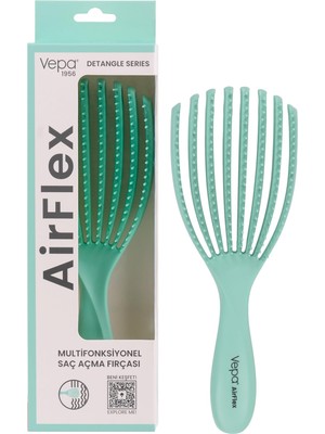 Aesco Vepa Airflex Dolaşık Saç Açma Fırçası, Kolay Tarama, Elektriklenme Önleyici Tarak (Su Yeşili)
