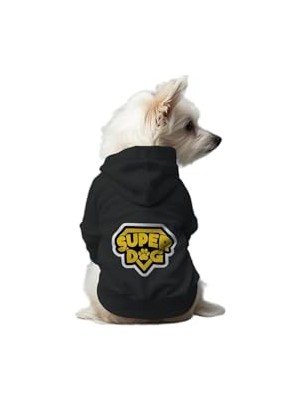 Hakay Kedi ve Köpek Kıyafeti & Elbisesi Siyah Hoodie Super Dog Xl