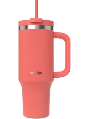 Hakay Contigo Üniseks Yetişkin Streeterville Tumbler Pipetli Yalıtımlı Su Şişesi, 1.2l, Mercan