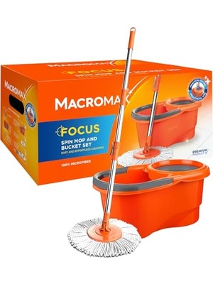 Hakay Macro Max Focus Otomatik Temizlik Seti, Pedalsız Döner Sıkmalı 360 Başlıklı Mikrofiber Paspas