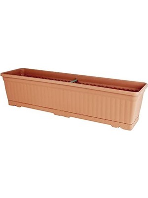 Hakay Kemer Balkon Saksısı, Dikdörtgen Plastik Saksı, Kahverengi, Geniş Hazneli, Çiçeklik (70 Cm-15 L)