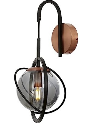 Hakay AP-60291-1BSY Siyah Boyalı Aplik E14 Metal Cam 22X24CM