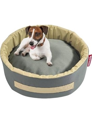 Hakay Xpermate Kedi ve Köpek Yatağı Küçük Irk Köpek Yuvası Sünger Simit (Antrasit Bej, 45 Cm)