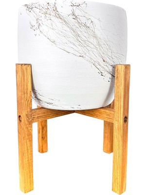 Hakay Bitkitasarımı Bitki Tasarımı Ev Dekorasyon Aksesuar Beyaz Üzeri Gold Mermer Efektli Toprak Saksı Saksılık Salon Çiçeklik 4 Ayaklı - 19 cm