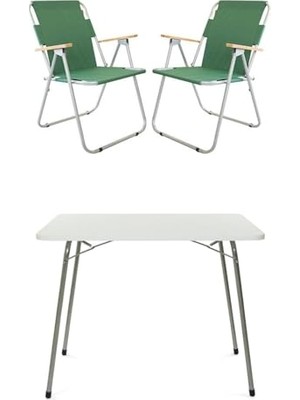 Hakay 60X80 cm 2 Kişilik Katlanır Kamp Masa Sandalye Seti