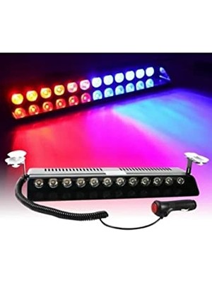 Hakay 12 Ledli Cam Içi Çakar Vantuzlu Çakar Lamba 2 Renkli Kırmızı-Mavi